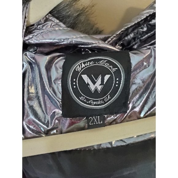 Warm & Cozy WHITE MARK Gray Metallic PUFFER JACKET PLUS Size XXL 2X - Picture 8 of 10